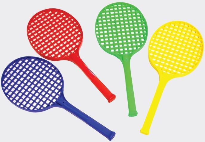 Mini Tennis Set This set includes racket bats which are made from a heavy duty plastic ideal for young players to play mini tennis with. They are durable, and comfortable to use.