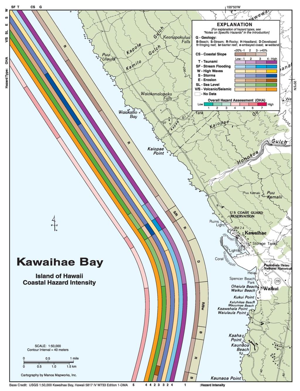 Figure 28. Coastal hazards for Kawaihae Bay, Hawai i (from Fletcher et al. 2002).. Pu ukoholā Heiau NHS is part of Kawaihae.