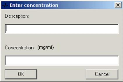 Of breath' radio button and enter the desired count of breath to calculate the doses. To enter a new concentration, use the dialogue box shown below.