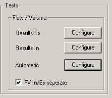 Chapter 4.2 Flow/Volume Measurement The Set-up online comparison dialogue allows you to configure result comparisons. Please see the dialogue box below for comparison options.