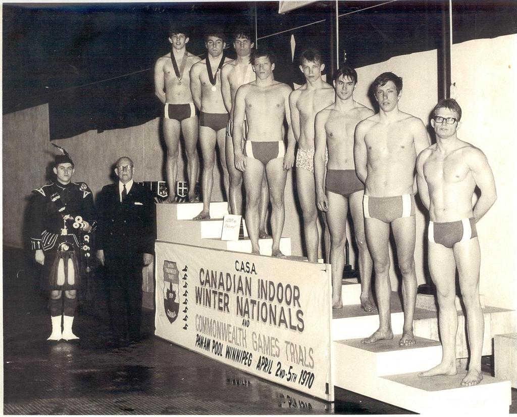 At the Canadian Indoor Winter Nationals and Commonwealth Games Trials at the Pan-Am pool in Winnipeg April 2-5 1970 Greg Stone finished 5 th in the 100 Breaststroke.