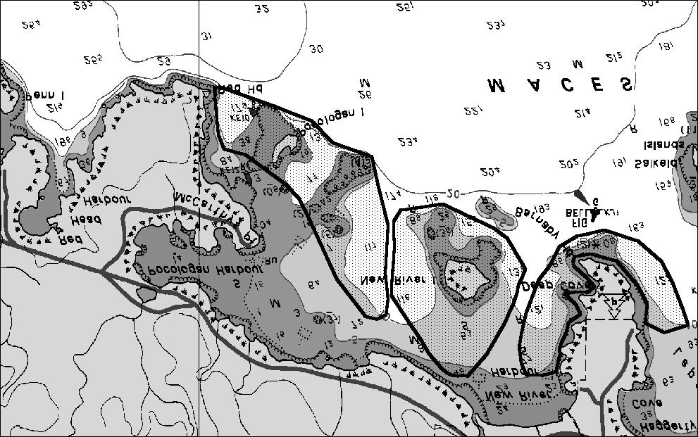 Figure 3. Dive study areas in Maces Bay for resampling of coastal habitats in 2000. Figure 4.