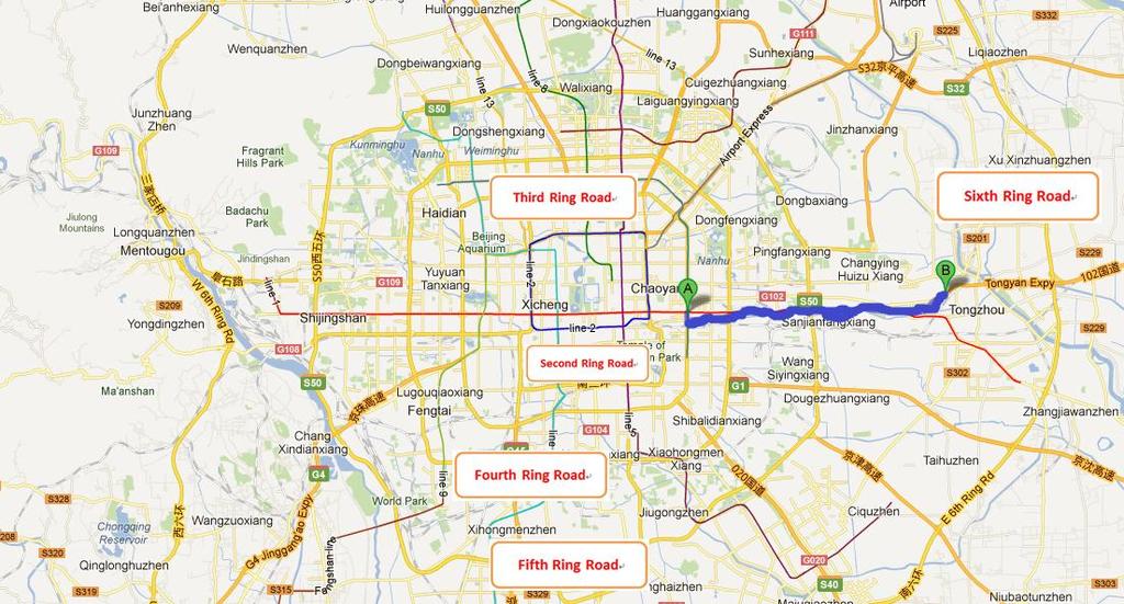 Du, Wu and Zhou Figure: Location of Jingtong Expressway in Beijing 0 Figure: Locations of interchanges on Jingtong Expressway The Jingtong Expressway has long been known for traffic congestion, and