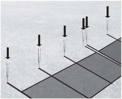 Layout your fence panel section (Part C) to position the ground spigots. 4.