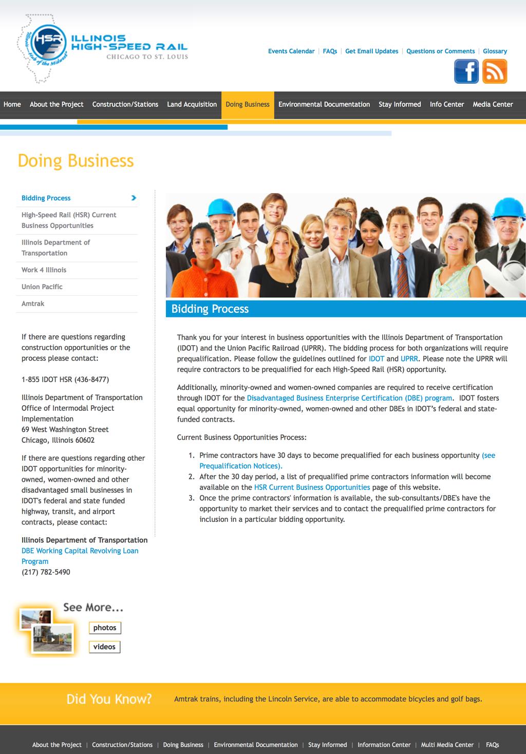 please visit the DOING BUSINESS section of