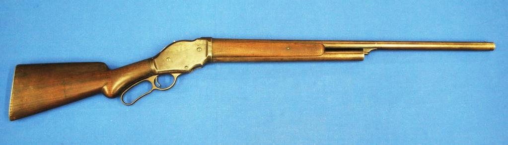 59. Winchester Model 97 Shotgun - Lever Action Serial # 9532, 12 gauge "B.P. only", 27" round barrel with some pits but clean. Manufactured 1897-1901.
