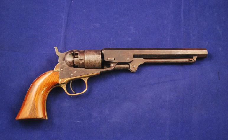 12. Colt 1862 Pocket Navy Revolver - 5 Shot Serial # 5325,.36 cal perc. 6 1/2" octagonal barrel with fair to good bore. Manufactured 1850. Also called "The Pocket Navy".
