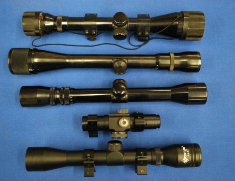 166. Lot of Five Scopes The Ultra Dot pistol scope comes with a pair of mounts. The Crosman 4x32 also has mounts as does the Tasco 2.7x40.
