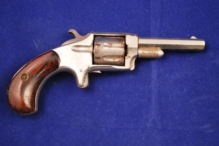 In excellent mechanical condition. Blade front sight. Overall condition s very good. 11-126-0014 S-19 (150-200) 371. Marquis of Lorne Spur Trigger Revolver Serial # 1263,.
