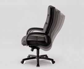 Conference executive chairs feature a unique swivel memory return mechanism that allows the chair to