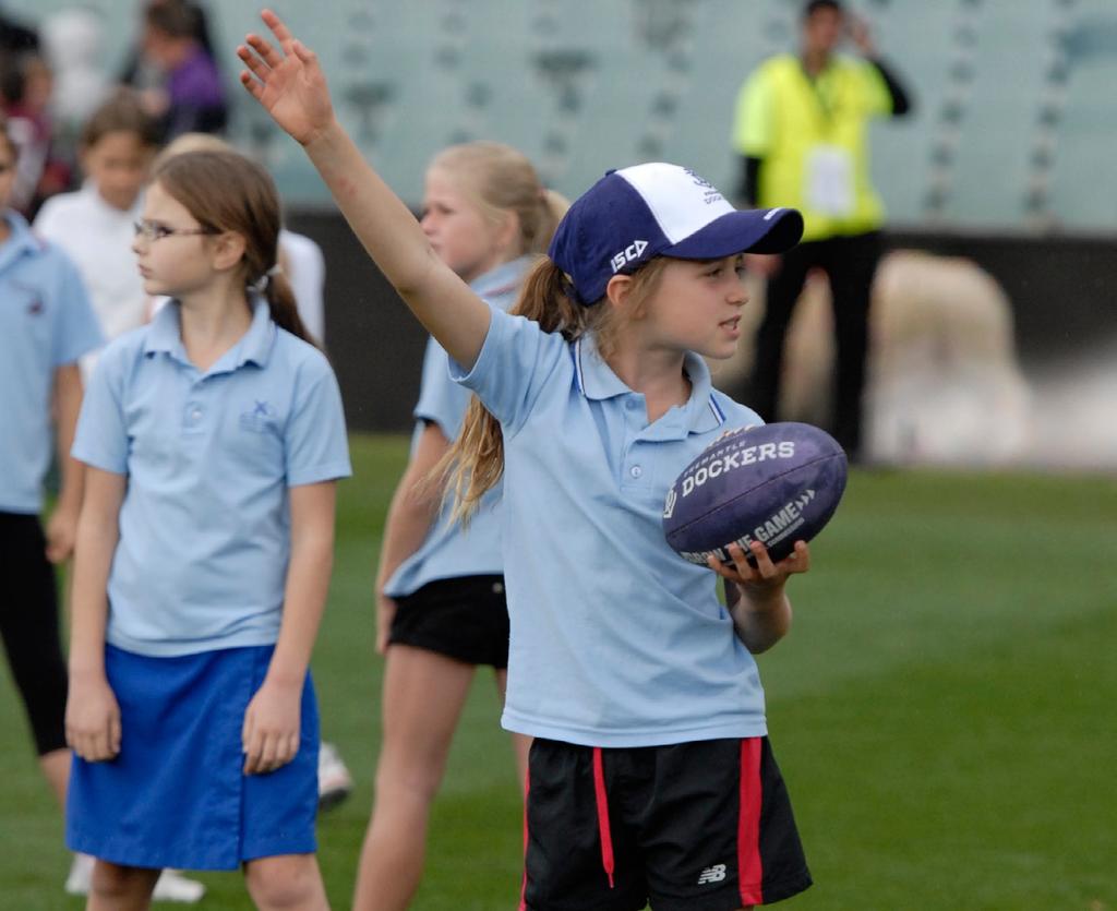 Female Football Girls can participate in community and school football programs just like the boys.