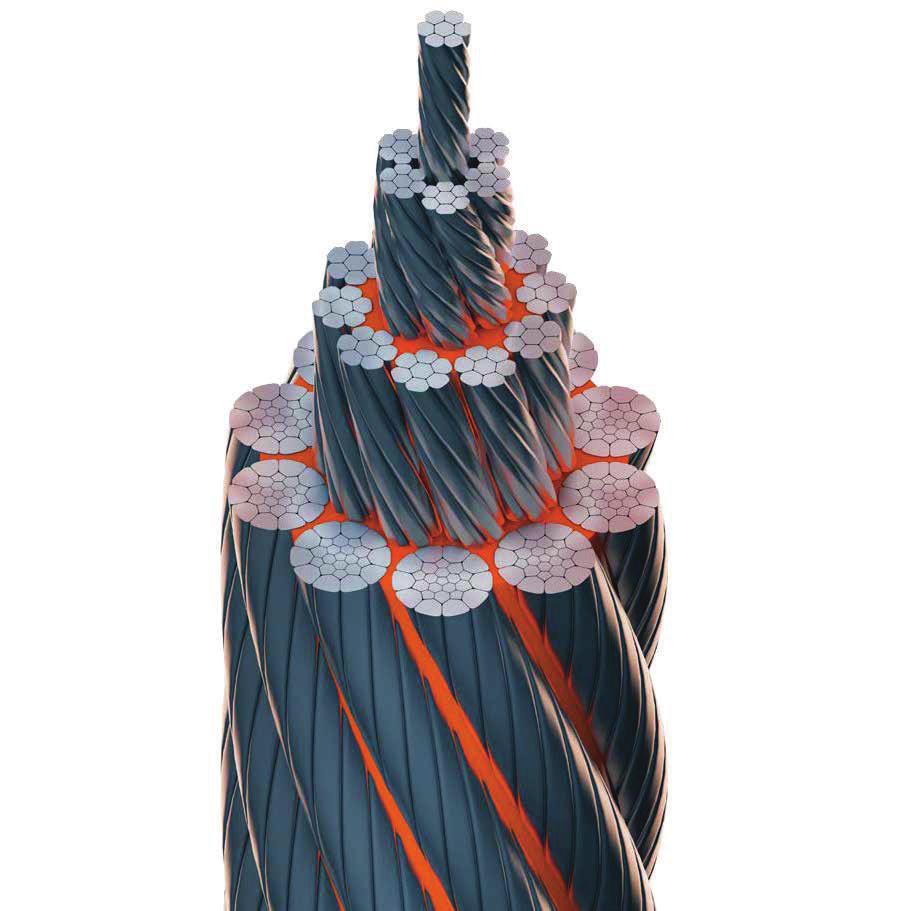 94 WIRE ROPE AND ACCESSORIES High Performance Hoisting Rope Combines unmatched bending fatigue resistance with excellent breaking strength.