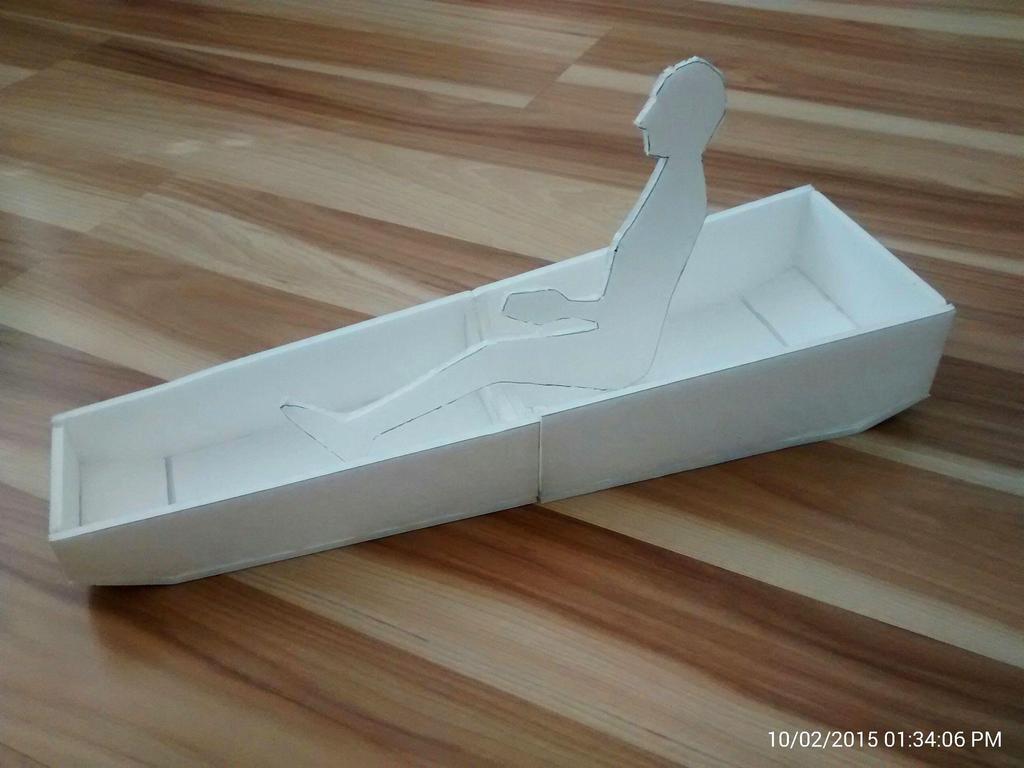 Hull Module Assembly Nested Hull Modules This is a 1/5 scale model, made from foam board, with a scale outline of a 6 foot adult It shows the internal volume of the hull, defining the sitting space