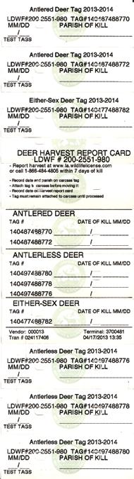 Deer Hunting Deer Tagging Information (2013/2014) COPY COPY COPY COPY Prior to hunting deer, all deer hunters, regardless of age or license status, must obtain deer tags.