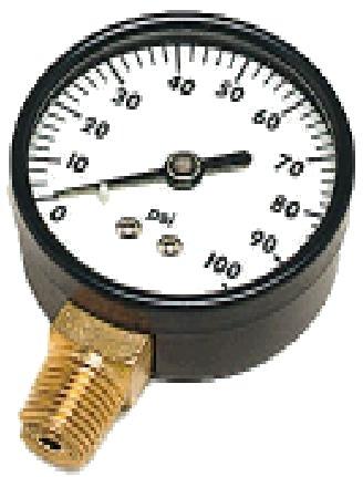 6-2 NO LEAD PRESSURE GAUGES - 2" DIAL - 1/4" LM Lead free solder, bourdon tube and socket Application: General purpose - not for use with oxygen Accuracy: 3%-2%-3% Operating Temperature: 32 F - 104 F
