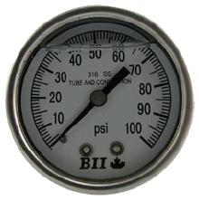 FAILURE TO DO SO WILL ADVERSELY AFFECT THE FUNCTION OF THE GAUGE. GLYCERINE TEMPERATURE RATINGS BII gauges are filled with 100% (99.7% min.) glycerine, which starts to become viscous at +17 C.
