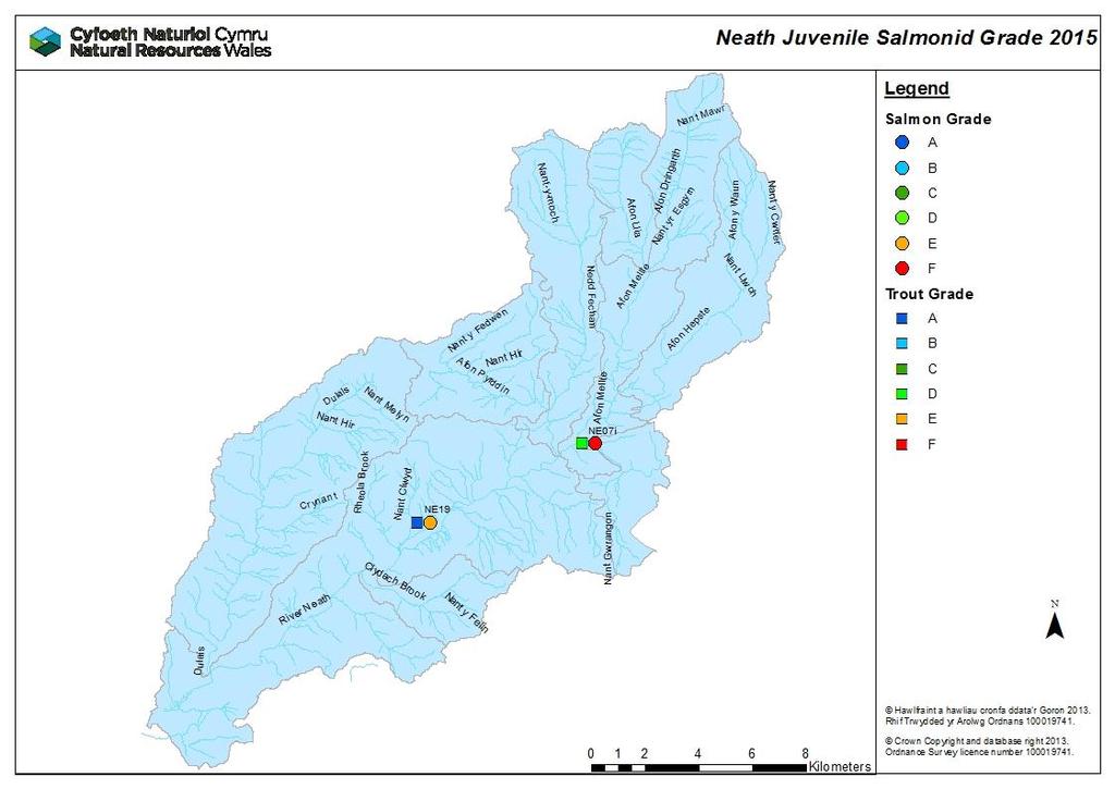 Juvenile Monitoring The following map shows results of the 2015 juvenile salmonid populations gathered from electro fishing surveys.