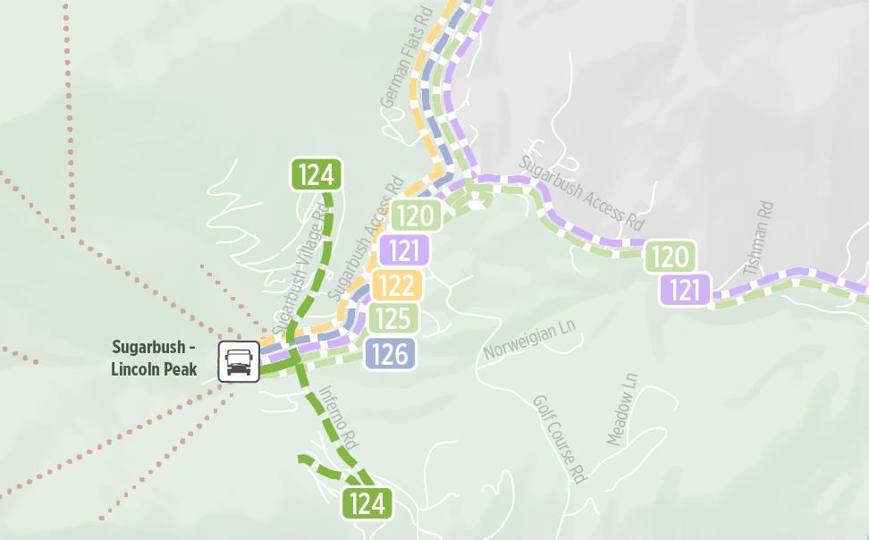 ROUTE 124 Mountain Condos ROUTE OVERVIEW Route 124 is a seasonal route that provides a combination of fixed-route and demand-response service between Sugarbush s Lincoln Peak base area and condo