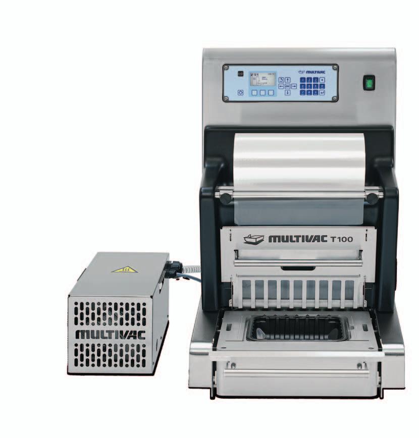 MULTIVAC T 100 Traysealer T 100 Tray packaging in the smallest space The compact, semiautomatic Traysealer T 100 easily and economically packs products such as meat and sausage, cheese, ready meals