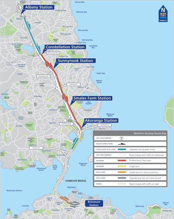 Public transport by bus page 14 Case study Northern Busway Auckland continued Details Cost: $300 million Length: 6.2km dedicated two-way roadway for buses, plus a single 2.