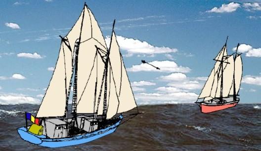3) dacă o navă care primeşte vântul din babord vede o altă navă în vânt şi nu poate stabili cu certitudine dacă aceea navă primeşte vântul din babordul sau din tribordul său, prima navă trebuie să se