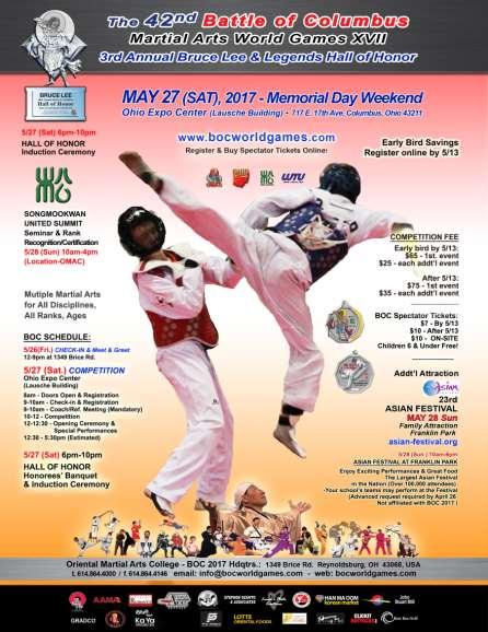 5 Major Events on Memorial Day Weekend! --------------------- May 27-28 (Sat-Sun), 2017 ------------------------ HOTEL: Days Inn: 2100 Brice Rd.
