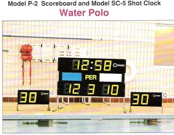 8.Water polo Shot Clocks & Scoreboard STANDARD FEATURES POWER REQUIREMENTS Internal battery for safety