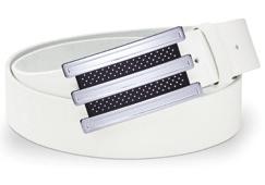 BELT > > Brushed metal buckle with