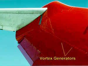 Vortex Generators Vortex generators are small airfoils attached to the surface of a wing, fuselage, fin, etc. They catch the free stream airflow (i.e. above the boundary layer.