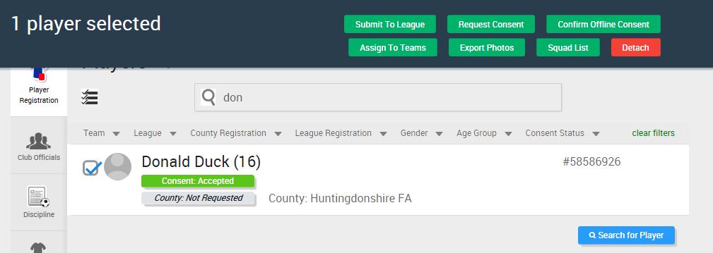 New Club Submit Player to League Once the player has been transferred, the new club MUST register the player with the League before the player can start playing for the team.