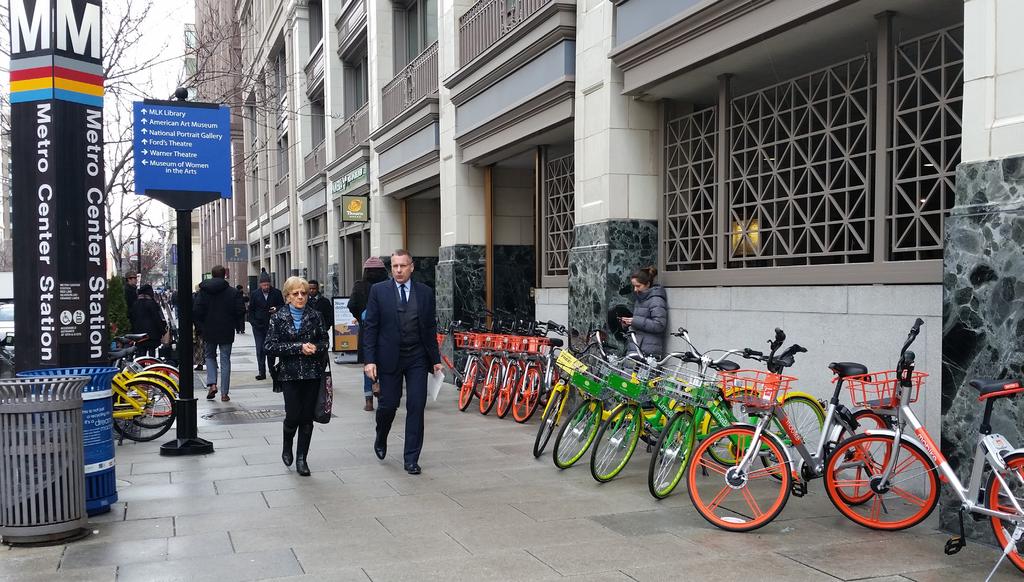 Dockless bike share bikes in Washington, D.C. In 2017, the number of bike share bikes in the U.S. more than doubled from 42,500 bikes at the end of 2016 to about 100,000 bikes by the end of 2017.
