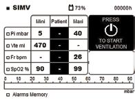 Summary of Adjustable Ventilation Parameters chart Ventilation modes CPAP PSV-S / PSV-ST PCV / PACV CV/ACV SIMV Tidal volume (V T ) 50-2000 ml 50 2000 ml V T TARGET 50-2000 ml 50-2000 ml Maxi P 8-60