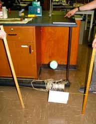 in front of a desk or table (Figure 11). Figure 11 Ask the students to predict whether the latex ball or the PVA/cornstarch ball of the same size will bounce higher.