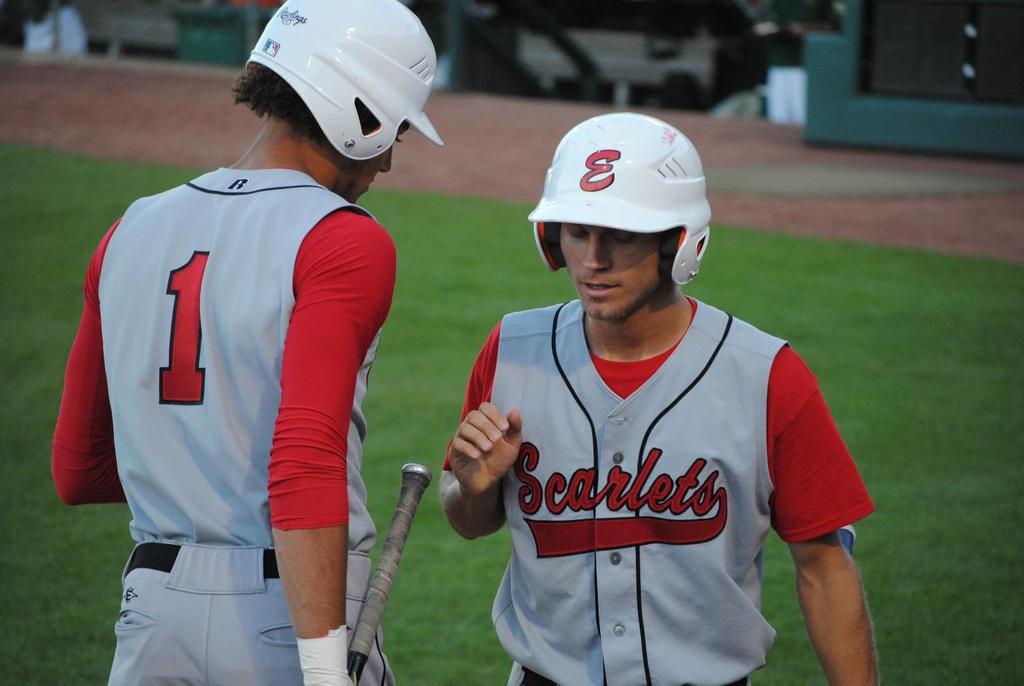 WRITE A CAPTION FOR THIS PHOTO Alumni Connor Enochs and Jaylin James (1) State baseball quarter finals at Principal Park on July 29.