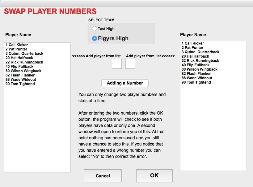 (Figure 2E) If you do swap numbers for players with stats (one or two) and they had stats for previous games then you will have to