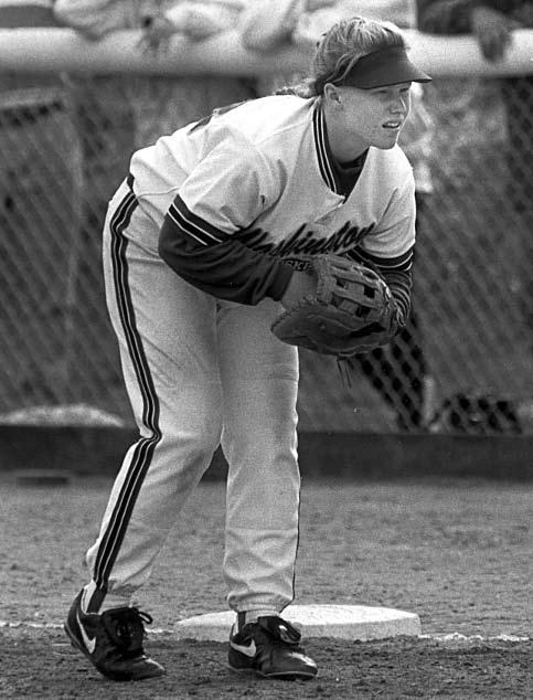 SHELLY BROWN 1997 Second Team Shelley Brown rounded out her UW career with an All-American season in 1997, batting.338 and leading the team in both runs scored (54) and stolen bases (47).