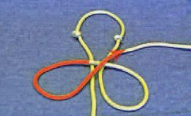 Moving to the left-hand side, anchor your knot and take the left strand of rope and put it over the left loop and then