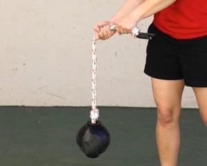 Power Rope Ball Instructions 5 Two handed grip at the bottom of the rope. Tie a knot in the middle for a two handed split grip. Untie knot at the bottom for an independent single hand grip.