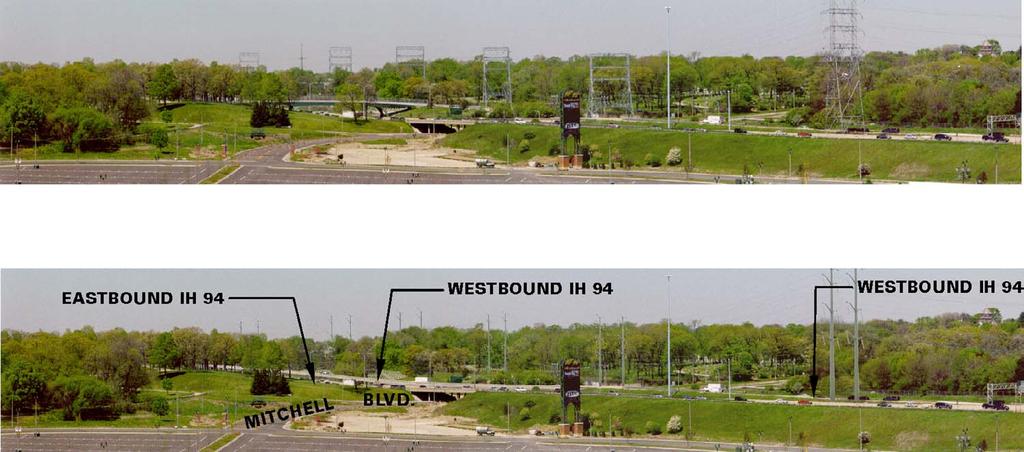 Freeway Redesign Configuration of IH 94 between Mitchell Boulevard and Hawley Road Perspective: Looking North from Miller Park East EXISTING DESIGN - EAST PROPOSED DESIGN - EAST IH 94 Freeway would