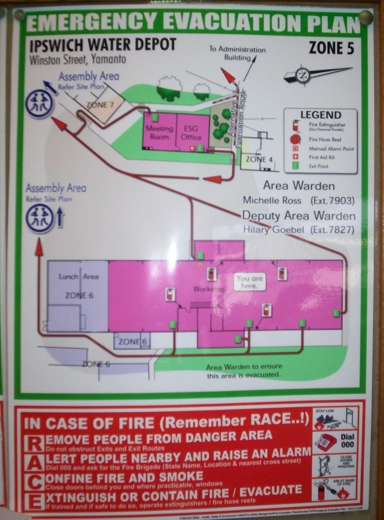 EMERGENCY EVACUATION There are Emergency Evacuation Plans on display in every work area to help in the safe removal of staff from buildings in the event of an emergency.