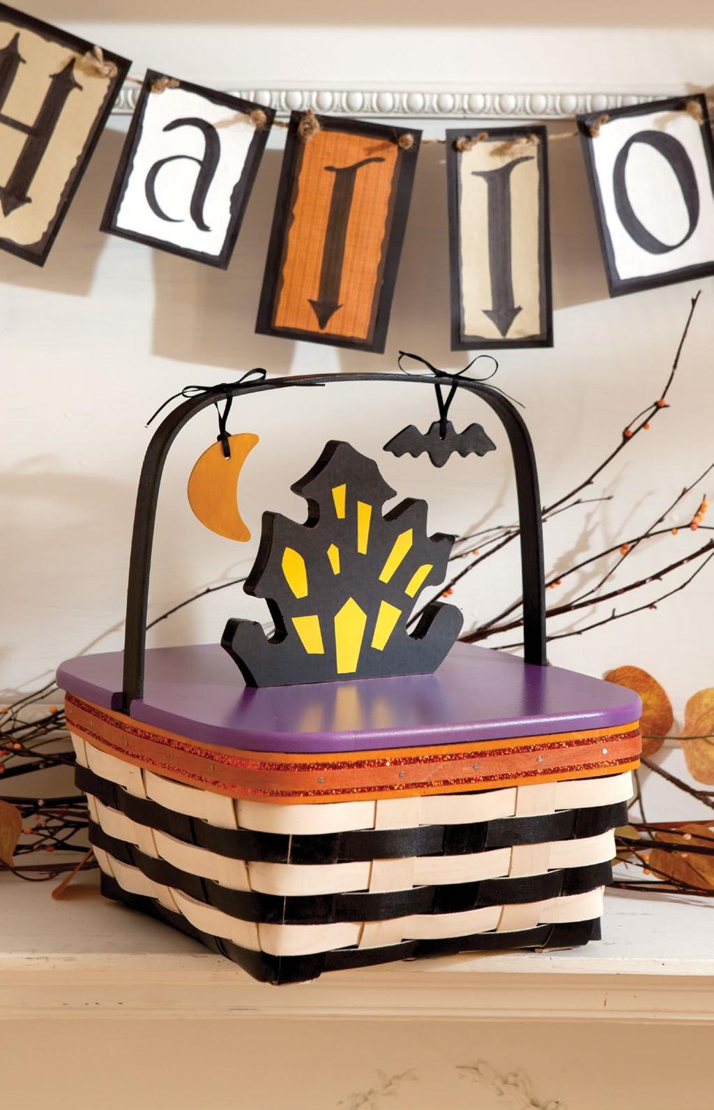 A b Bonus Buy! Yellow Purple C Orange Scaredy Fun! Scare up a good time with baskets that put the fun into functional!