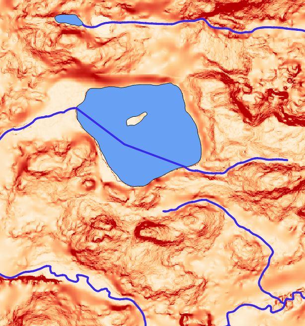 elevation Right Shows surface flow and slope (GIS