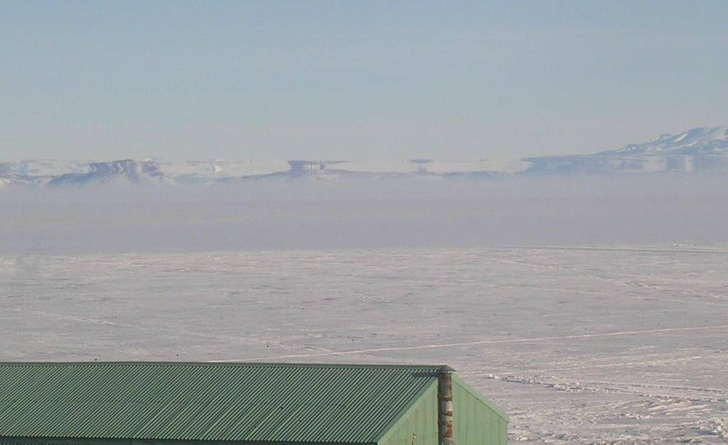 Towering/superior mirage (fata morgana), Antarctica.