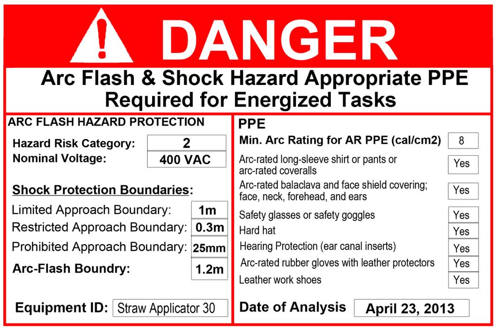 APPENDIX C: ELECTRICAL WARNING LABELS The following label shall be affixed to industrial