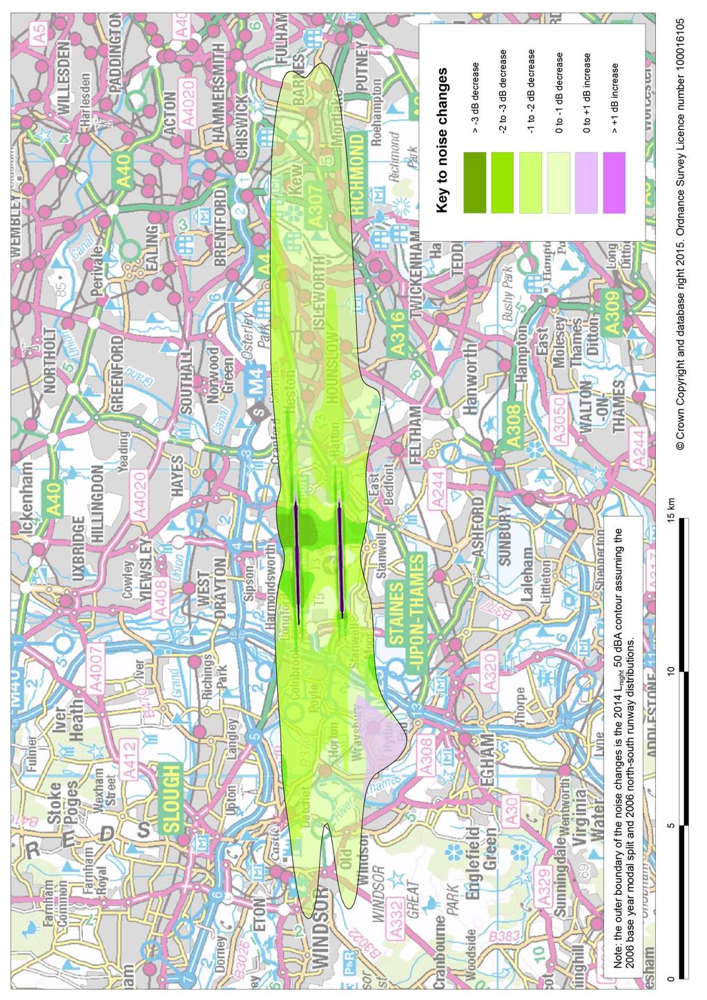 Appendix B: Figures Figure 14 Heathrow noise change map for vs 2006 Lnight (assuming 2006