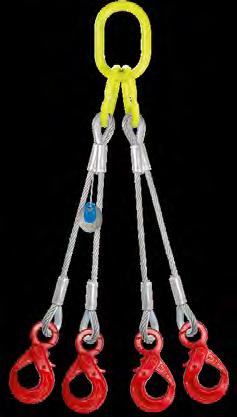 Rope Slings. 4-leg. 4RSH. EN 13414 1-layer round strand rope sling with fiber core, pressed, galvanized, 1960 N/mm 2, with three-piece suspension link - safety load hook Effective length L Art.