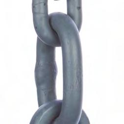 or to the suspension link are established by welded-in chain links or connecting links.