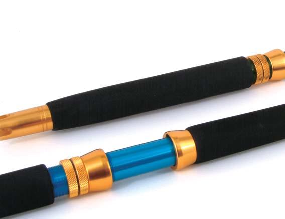 This range includes hard-working fibreglass short-stroker offshore rods with great butt power to turn and lift hard-fighting fish, available with guides or rollers.