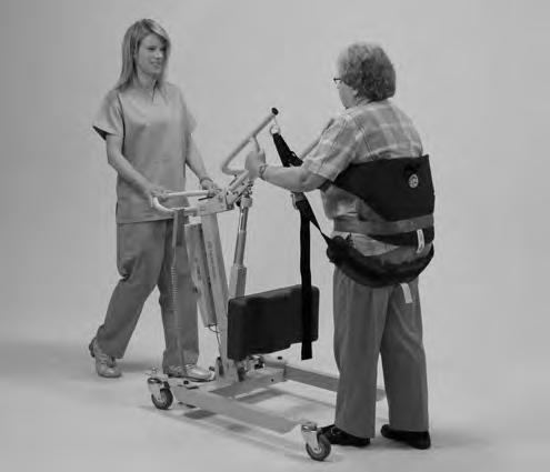 Using the EZ Way Light Stand to ambulate a patient NOTE:v Patient MUST ALWAYS wear the harness when using the EZ Way Light Stand. It can be helpful to use the seat strap during ambulation.