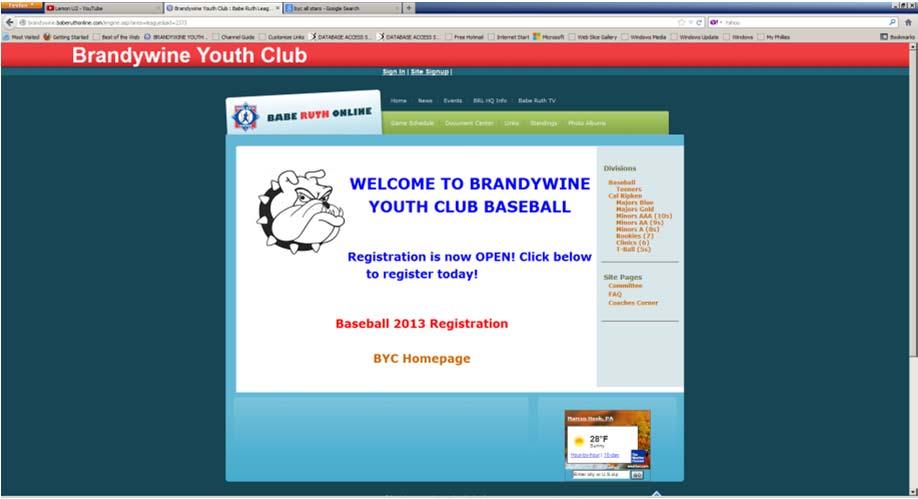 Other Important Highlights Website and Sources of Information Baseball website- working on a new look TBD www.brandywineyouthclub.com http://brandywine.baberuthonline.com/engine.asp?